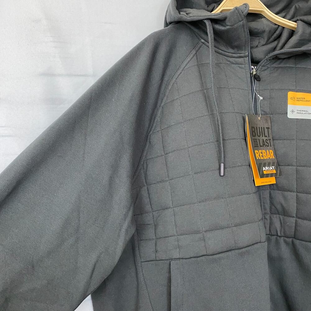 Ariat Rebar Regulatory Full Zip Hooded Insulated Jacket Men XXL Black NWT - Picture 5 of 16